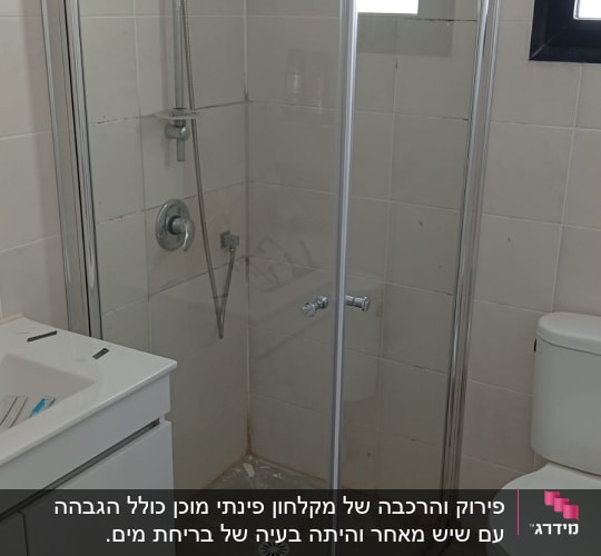 מקלחון פינתי בחדר אמבטיה עם שירותים